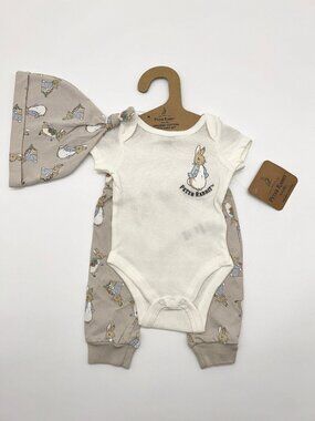 NWT Peter Rabbit Unisex 0-3M 3pc Outfit Set Organic